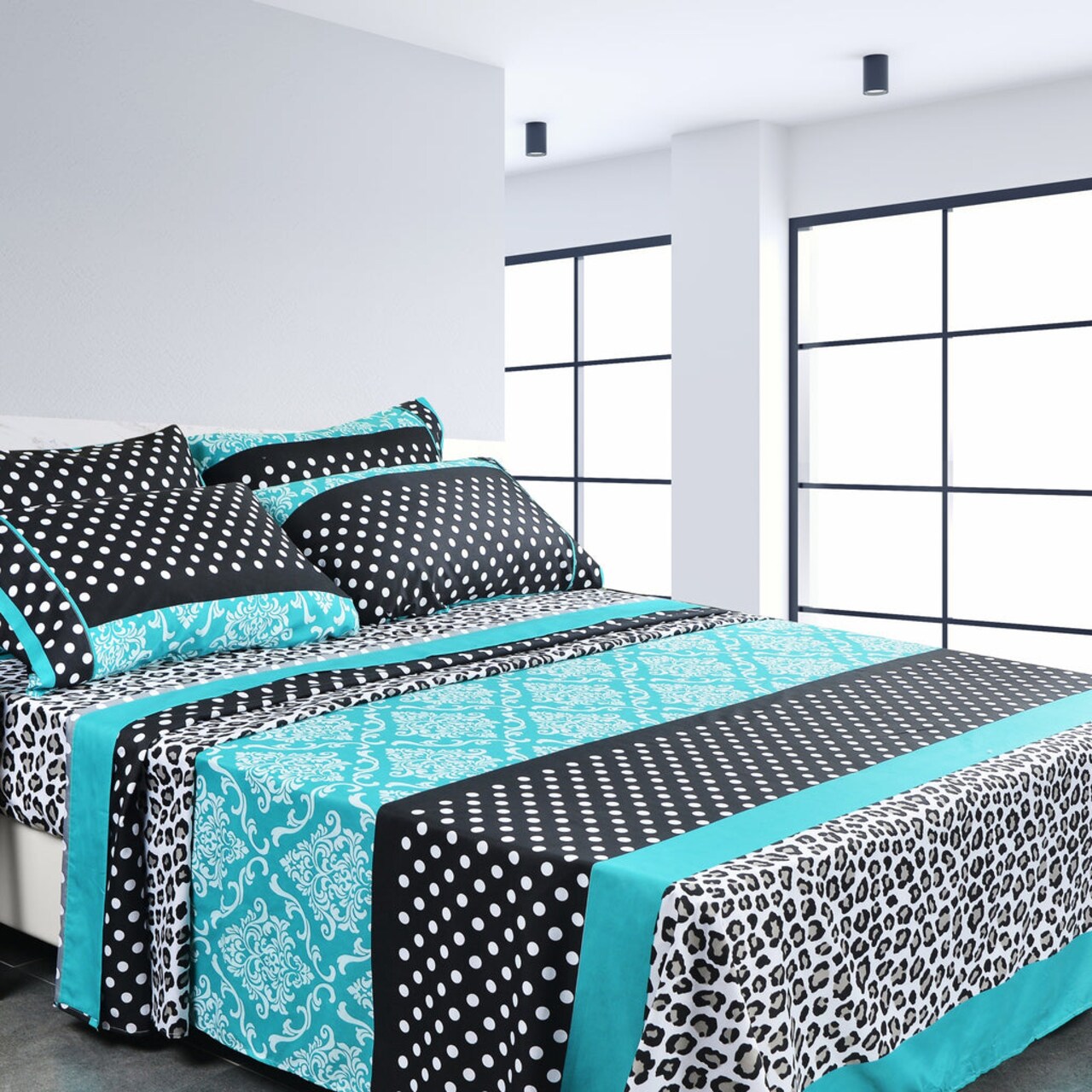 American Home Collection Patchwork Bedding Sheets & Pillowcases Set Brushed Microfiber Wrinkle Free Sheet Set